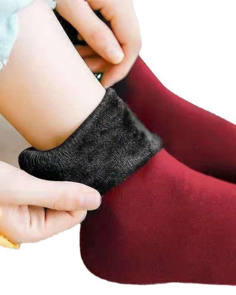 

Fuzzy Lined Short Socks, Wine red