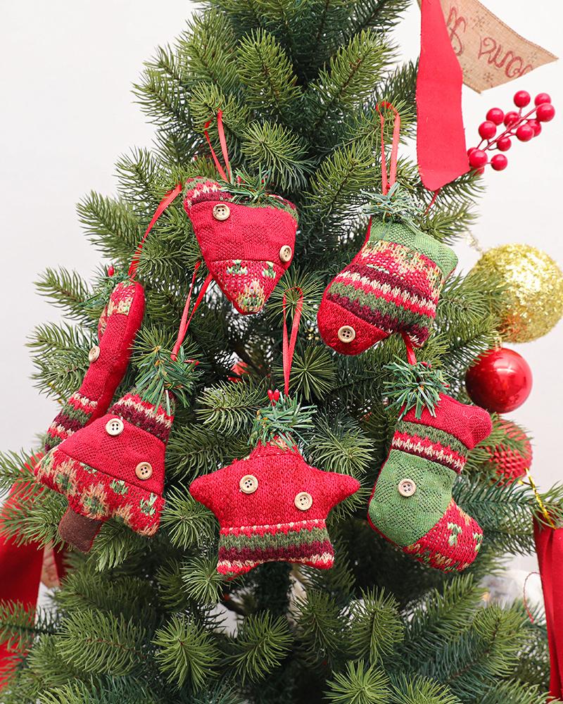 

Christmas Tree Ornaments Star Tree Glove Sock Hanging Decorations Set, Red