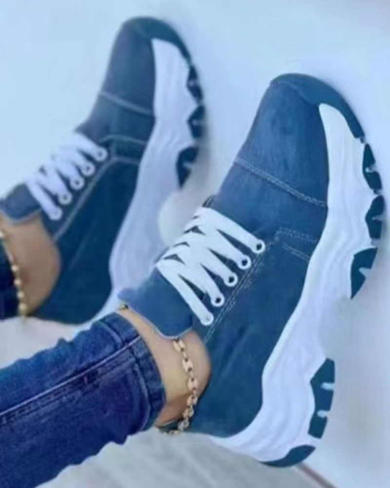 

Lace-up Breathable Casual Running Sneakers, Blue