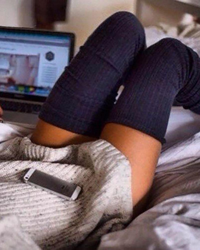 

Plain Over The Knee Socks, Dark blue