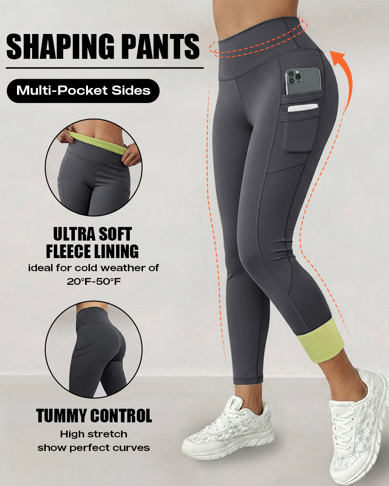 

Winter Warm High Waisted Workout Athletic Leggings Tummy Control Butt Lifting Ultra Soft Thermal Lined Yoga Pants Women' Sportswear with Stacked Slit Pockets On Side, Dark grey