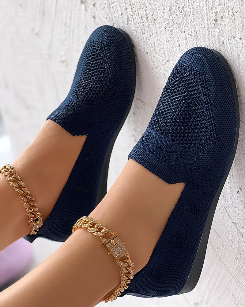 

Hollow Out Breathable Casual Loafers, Purplish blue