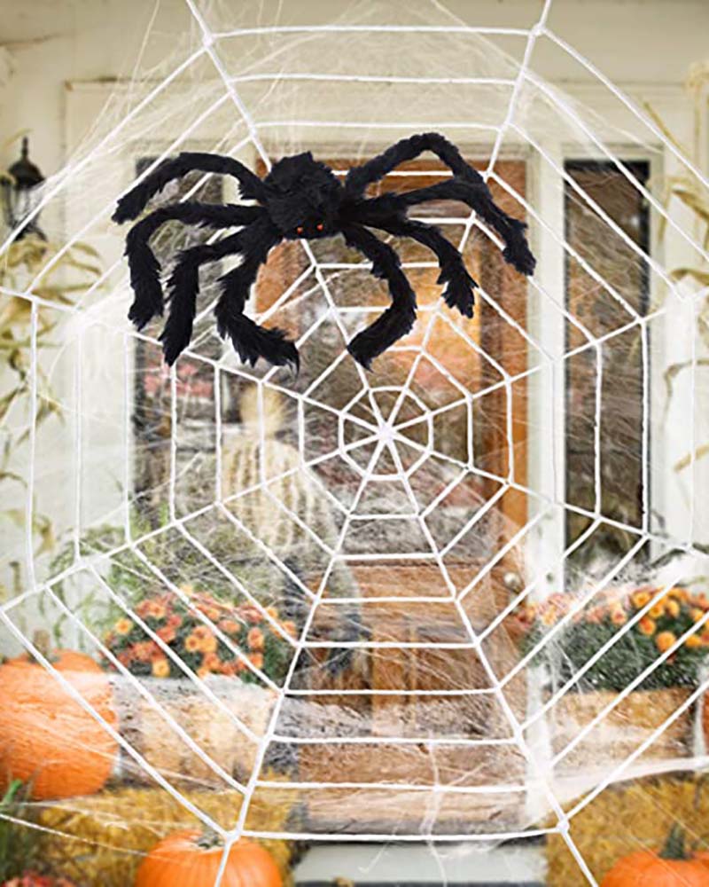 

Halloween Spider Web Decorations Large Spider Web Extra Stretch Cobwebs For Halloween Outdoor Yard Party Decorations, White