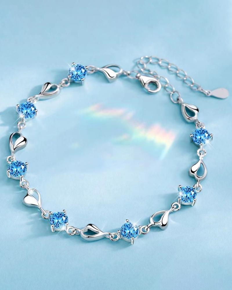 

1pc Mother's Day Gift Zircon Heart Bracelet, Blue
