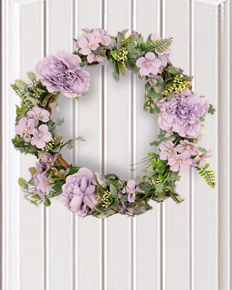 

Camellia Flower Wreath Artificial Garland Wreath Handmade Home Decoration For Wedding Christmas Party, Purple