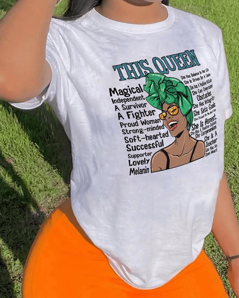 

Plus Size Figure Letter Print Casual T-shirt, White