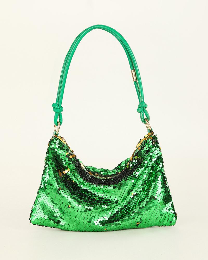 

Allover Sequin Evening Bag, Green