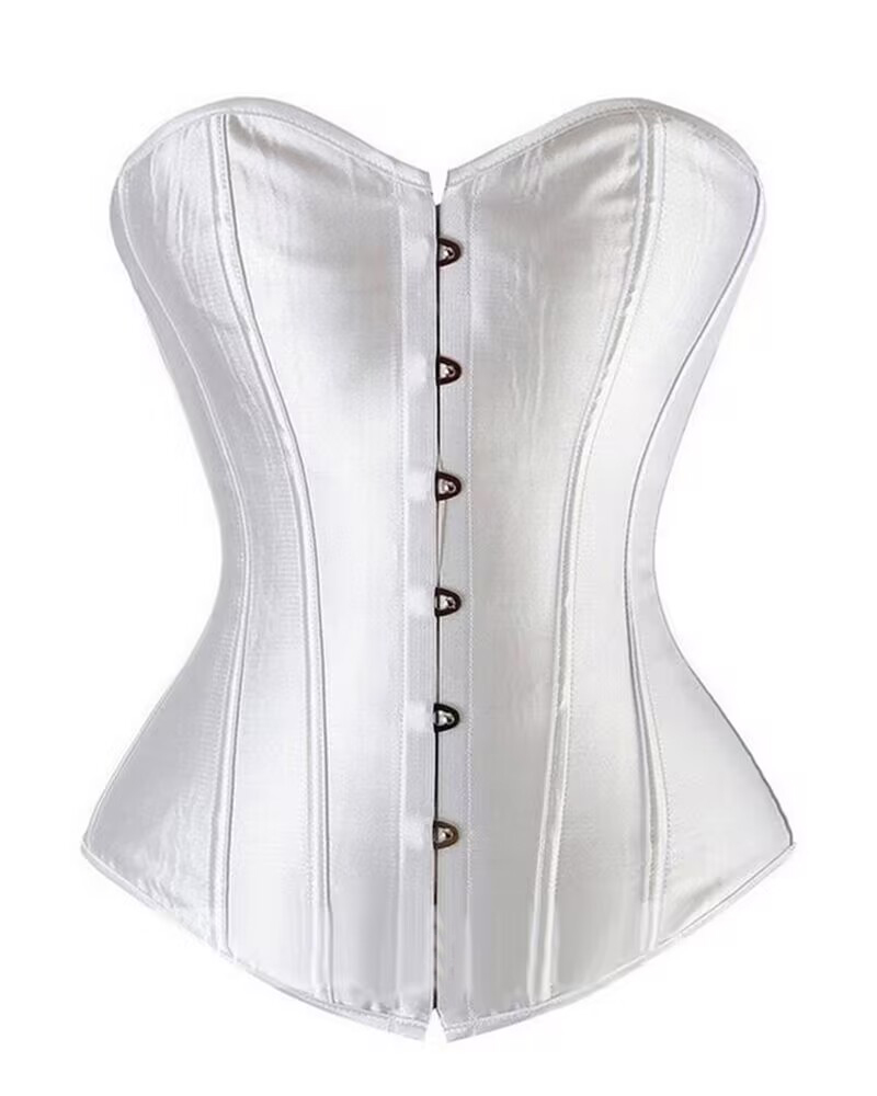 

Overbust Boned Bustier Corset Tummy Control Push Up Wedding Party Shapewear Top, White