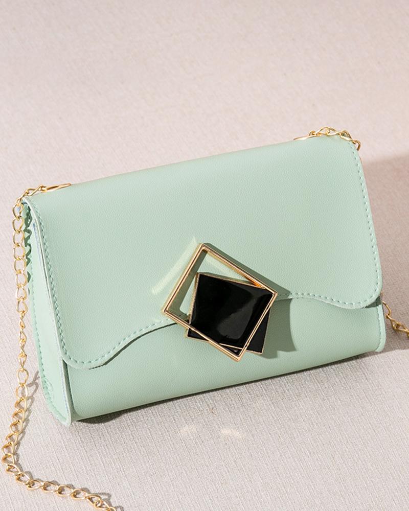 

Square Magnet Lock Crossbody Phone Bag, Green