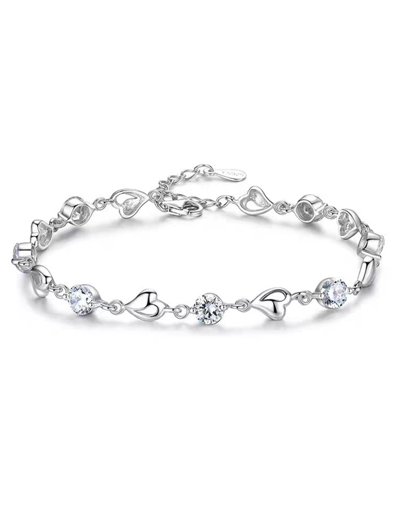 

1pc Mother's Day Gift Zircon Heart Bracelet, White