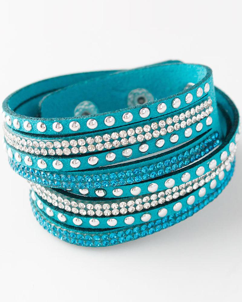 

1pcs Leather Multi-layer Wide Bracelet, Green