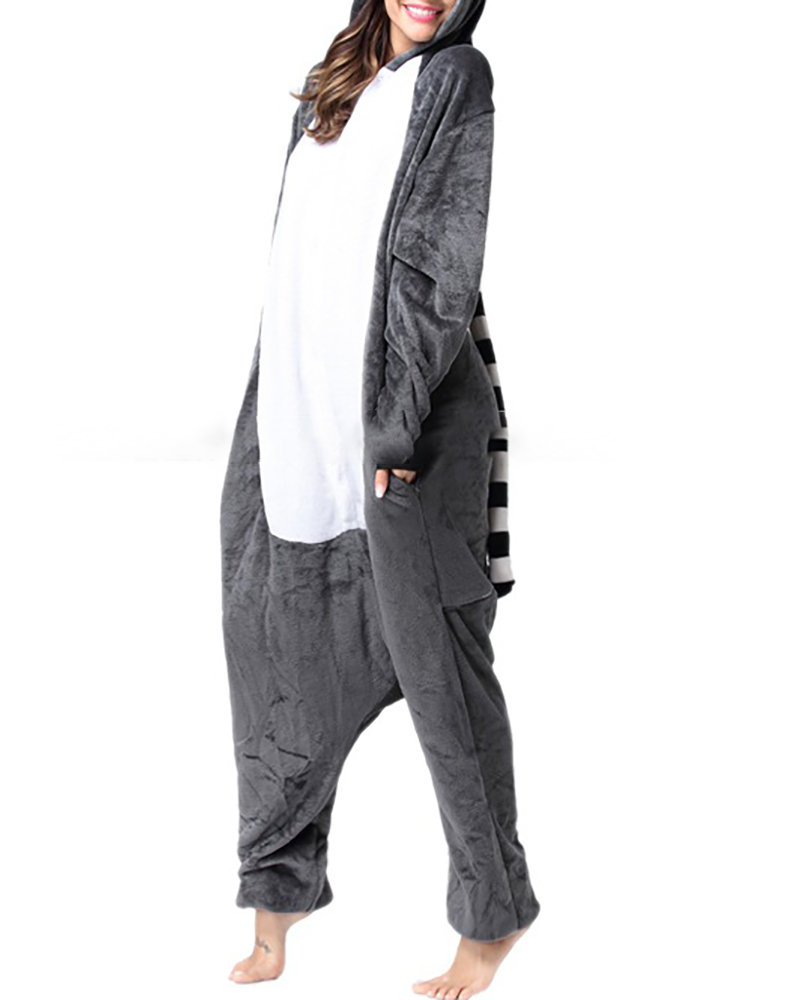 

Christmas Colorblock Animal Pattern Hooded Lantern Sleeve Onesie, Style3
