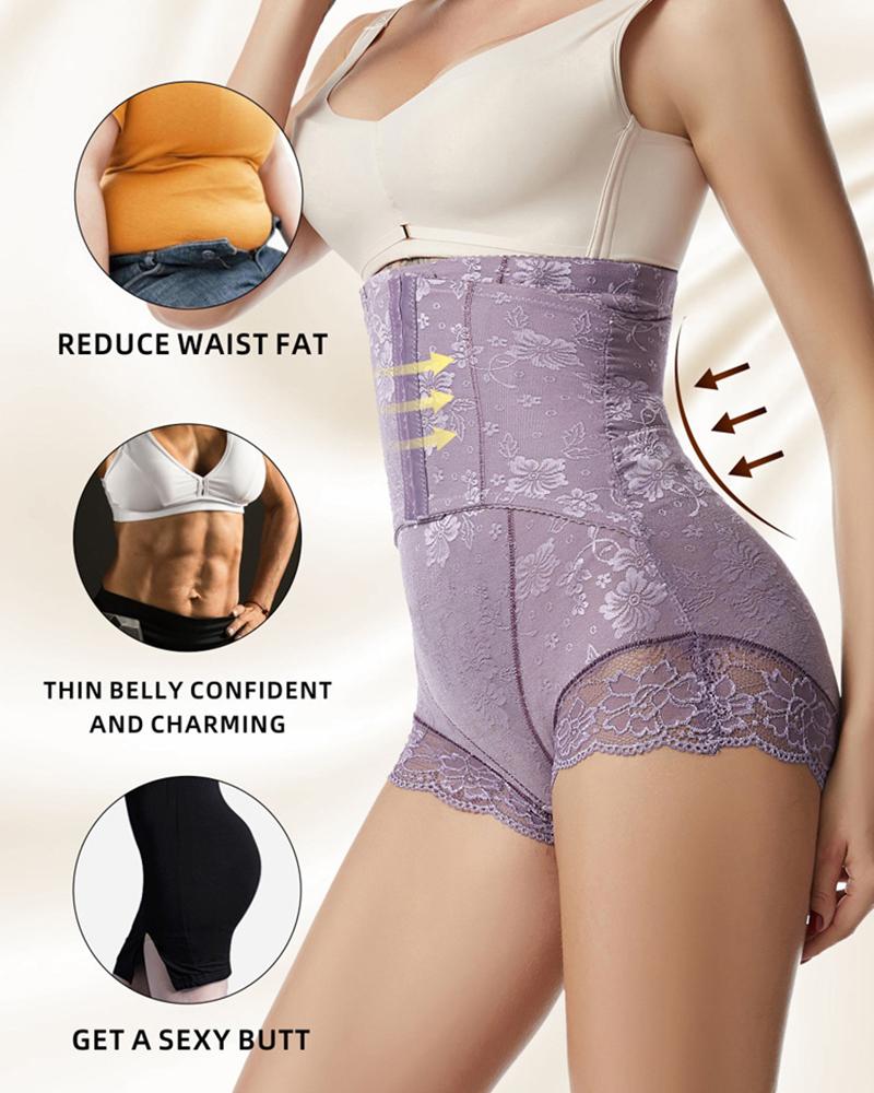 

Crochet Lace Butt Lifting Tummy Control Shapewear Underwear, Purple