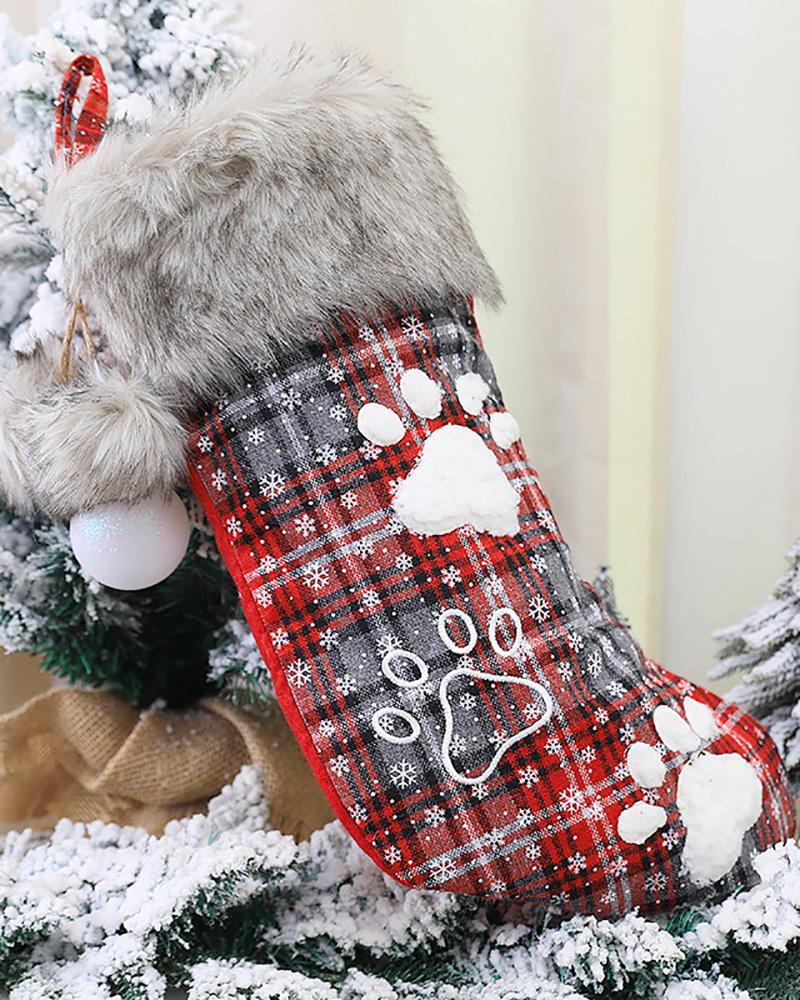 

Christmas Letter Paw Print Pom Pom Stockings Hanging Ornaments, Style2