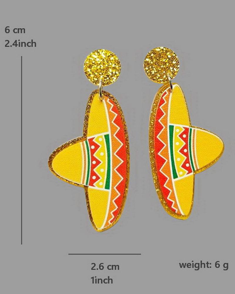 

1Pair Cinco De Mayo Mexico Guitar Graphic Earrings, Style4