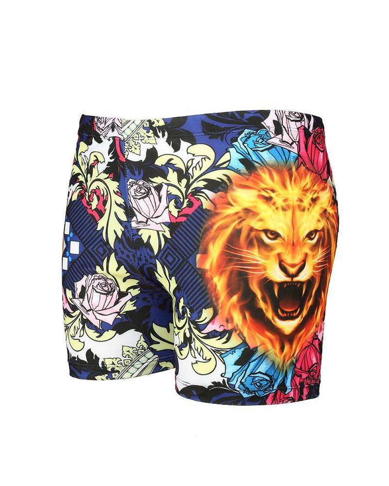

Retro Patterns Print Skinny High Elastic Swimwear Shorts, Multicolor