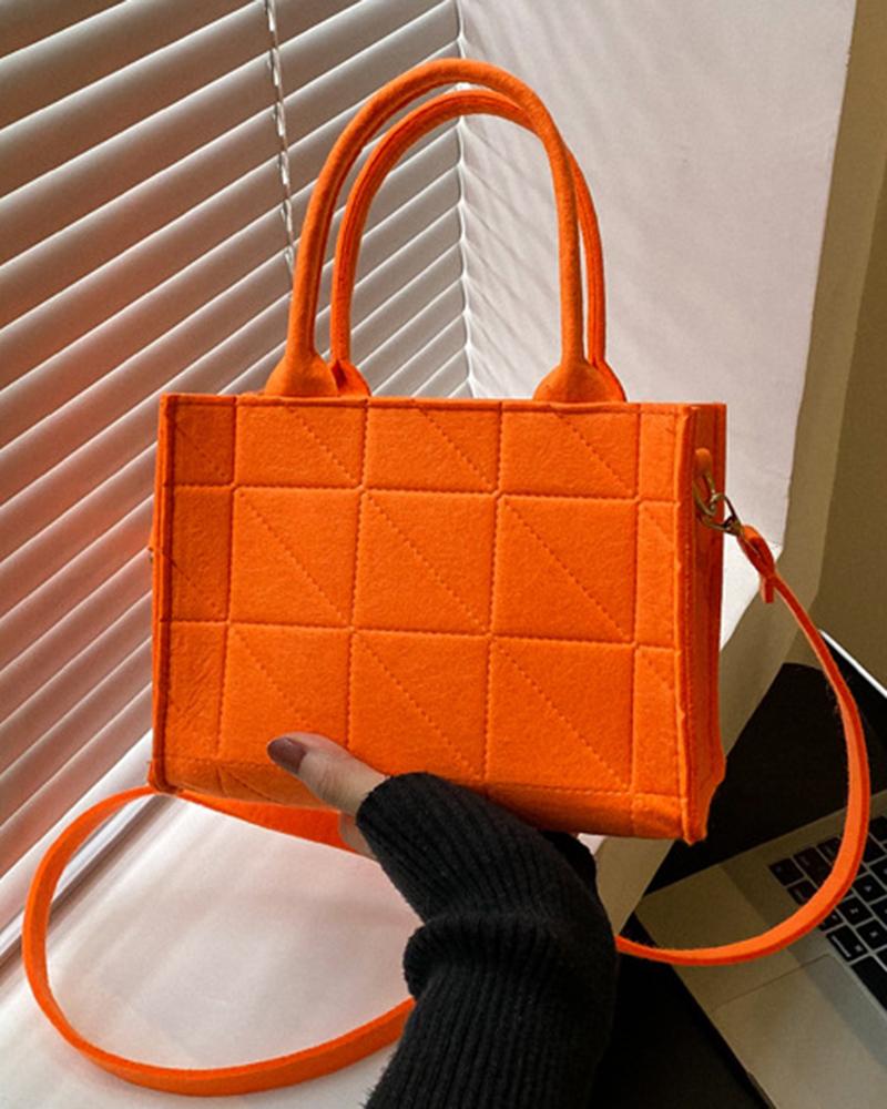 

Large Capacity Quilted Argyle Satchel Bag, Orange