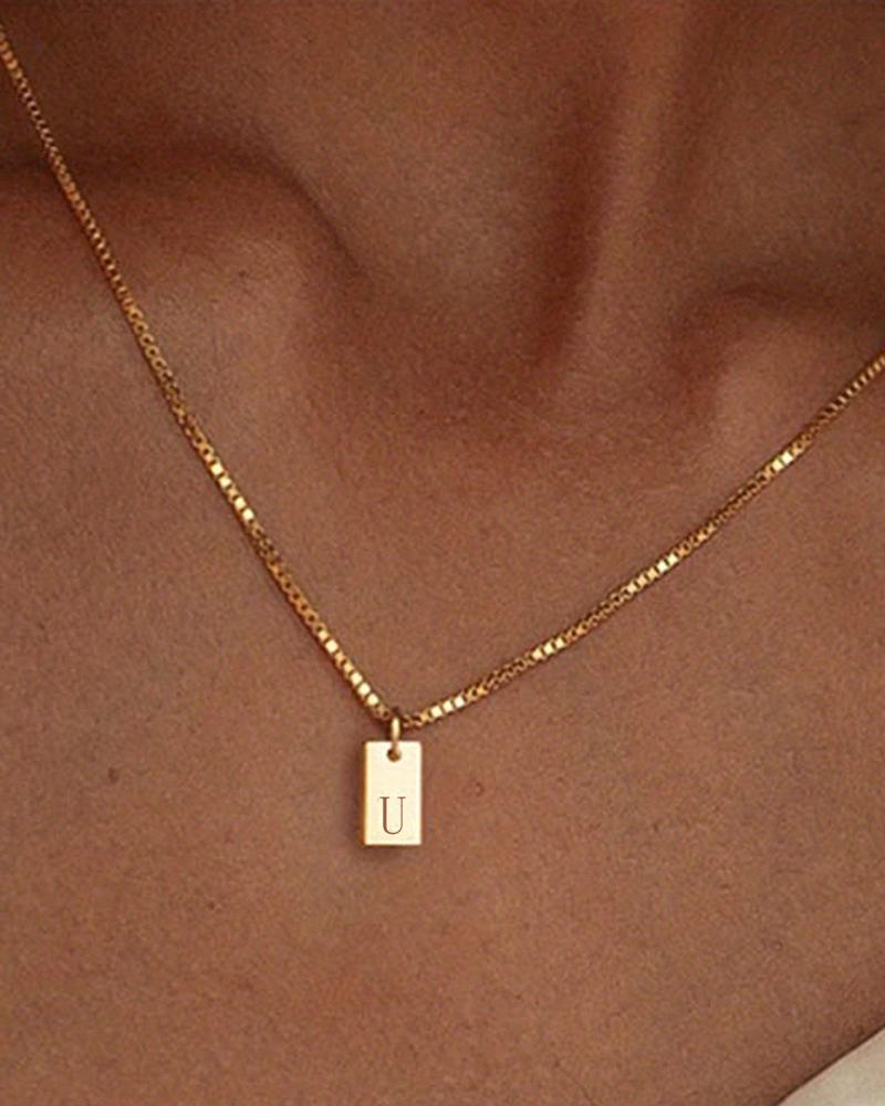 

1pc Alphabet Letter Engraved Pendent Necklace, Style21