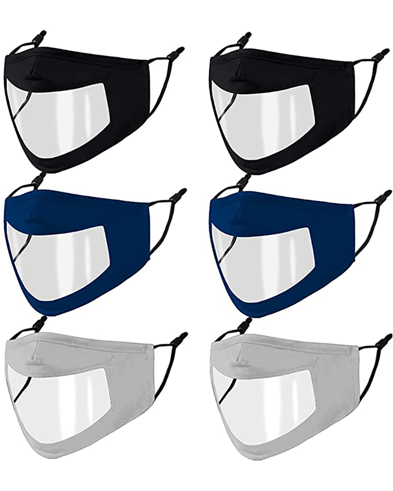 

Clear Window Face Mask With Nose Wire Adjustable Earloop Mouth Guard Reusable Unisex Face Covers, Black