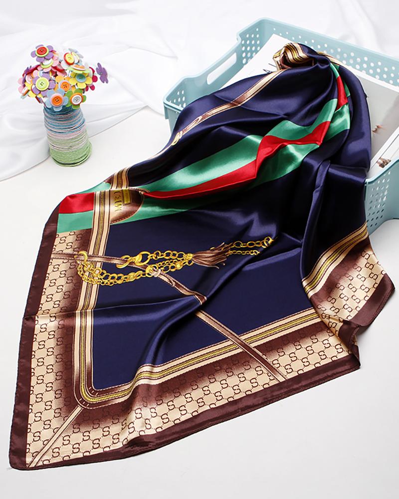 

Breathable Lightweight Neckerchief Printed Satin Square Headscarf, Style3