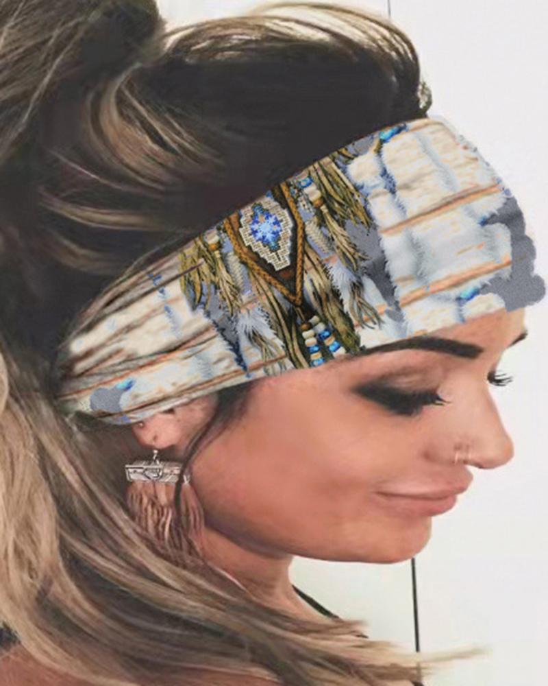 

Leopard Tie Dye Yoga Sports Headband, Gray