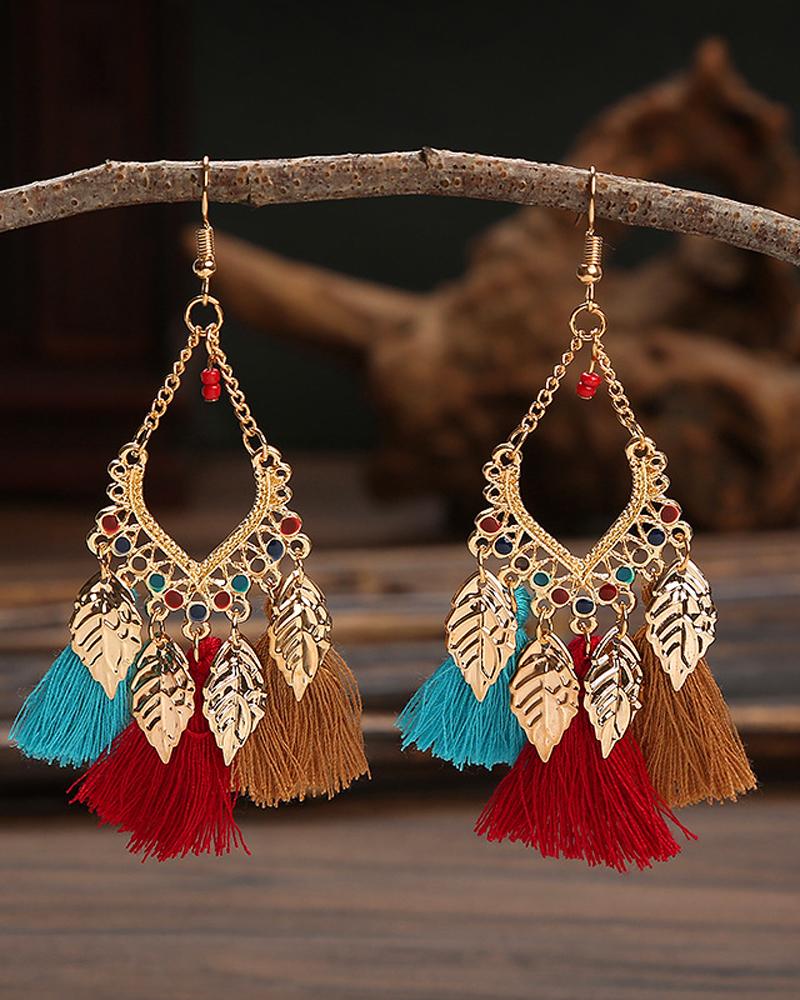 

1Pair Tassel Decor Drop Earrings, Gold
