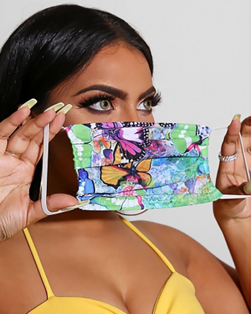 

Butterfly Print Breathable Mouth M .a. s. k Washable And Reusable, Green