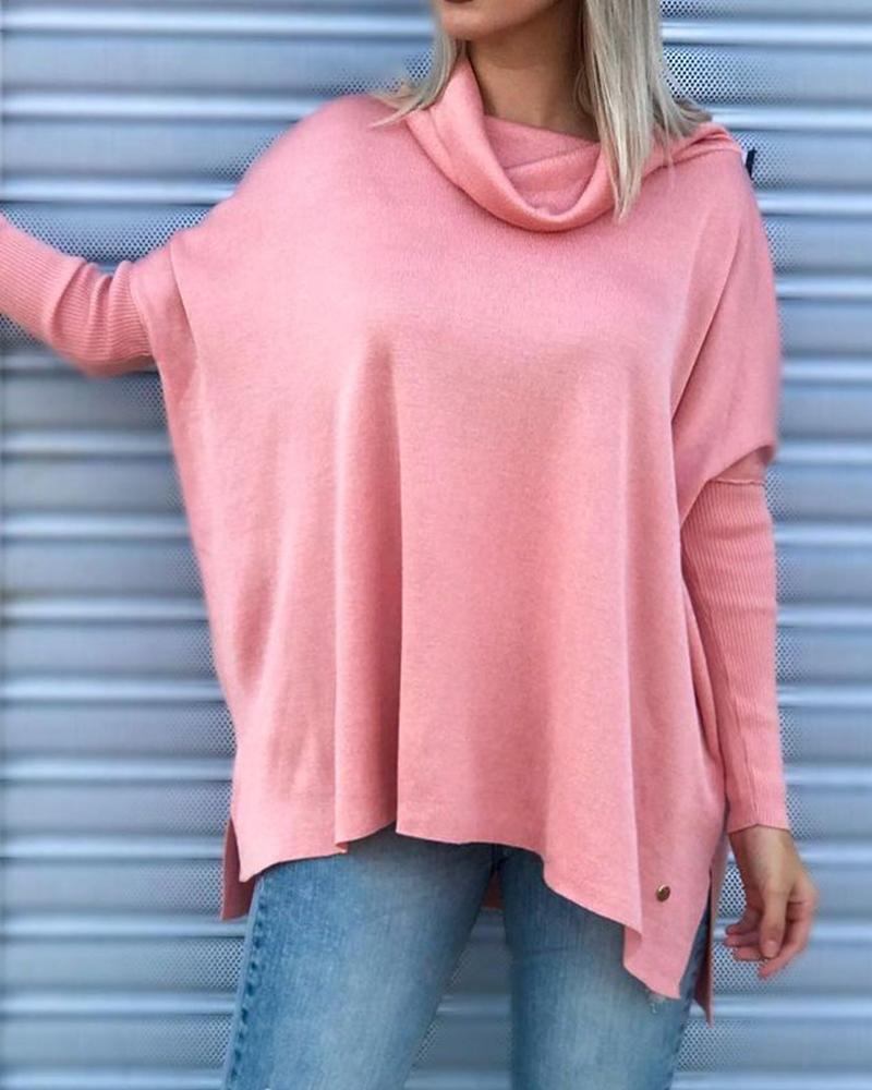 

Cowl Neck Batwing Sleeve Tee, Pink