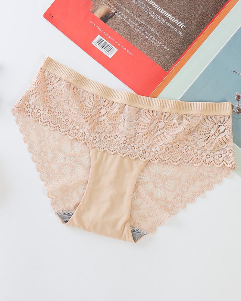 

Scallop Trim Crochet Lace Panty, Nude
