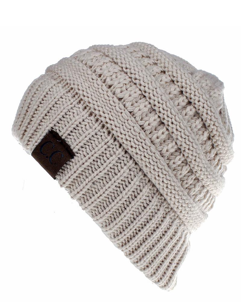 

Letter Pattern Warm Winter Multifunctional Beanie Hat, Beige