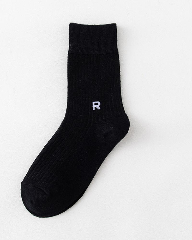

1Pair Letter Pattern Warm Socks, Black