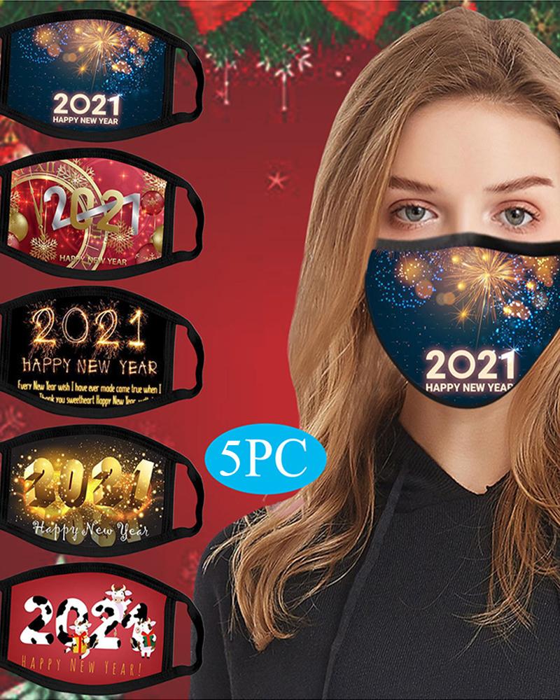 

5PCS/Set Randomly Dispatched Graphic Letter Print Breathable Face Mask, Multicolor