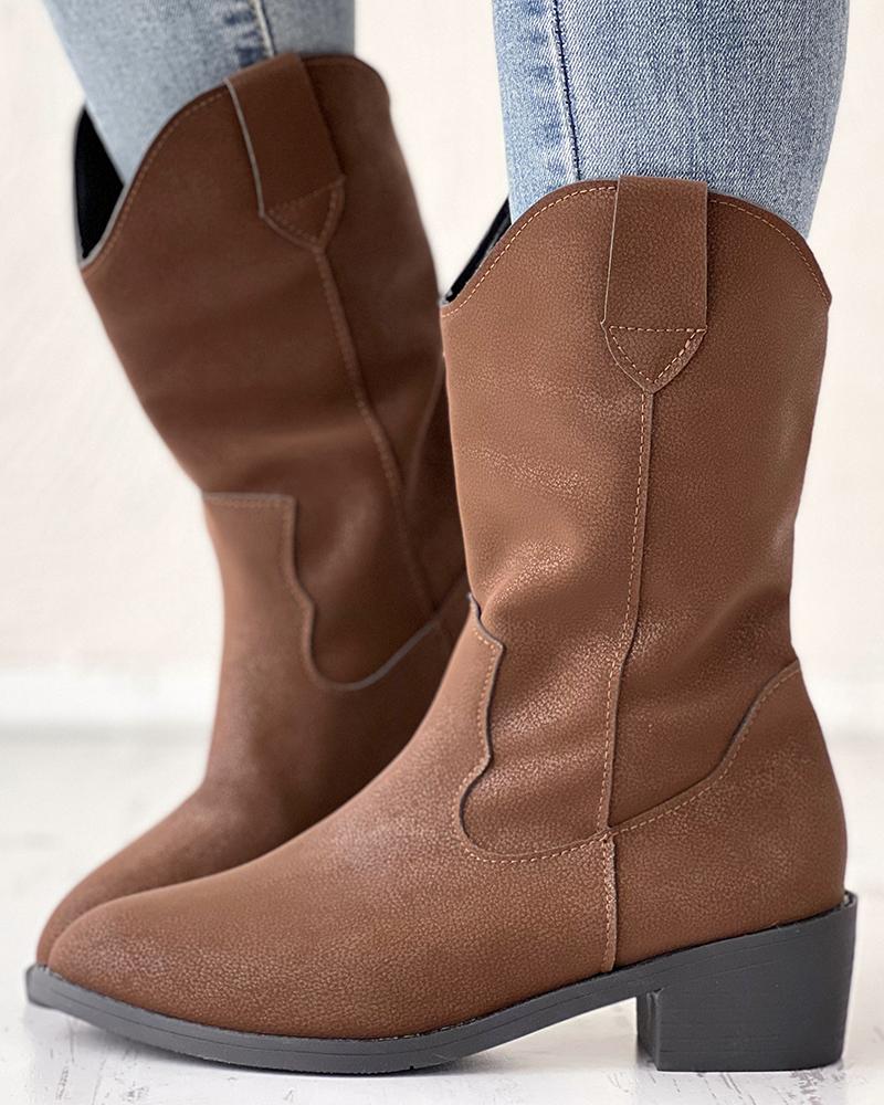 

Chunky Heel Ankle Martin Boots, Brown