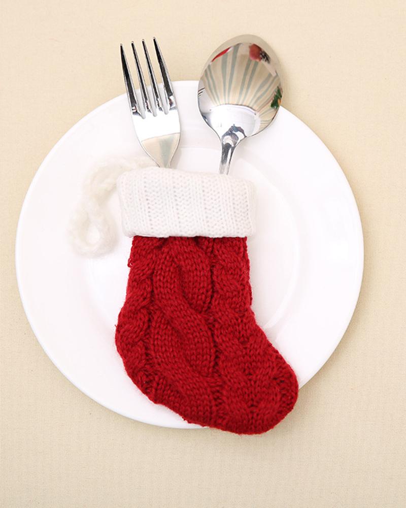 

Christmas Braided Sock Dining Home Decor, Red
