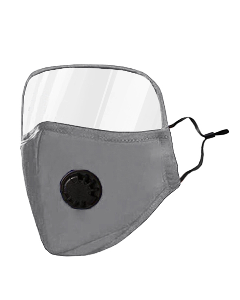 

Outdoor Face Protective Ear Loop Valve Face Mask With Eyes Shield, Gray