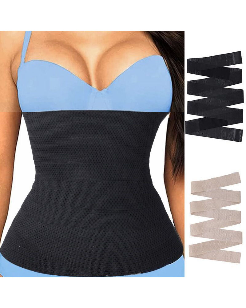 

Tummy Wrap Shapewear Waist Trainer Waistband Sports Fitness Corset Restraint Webbing Belt Belly Shaper, Black