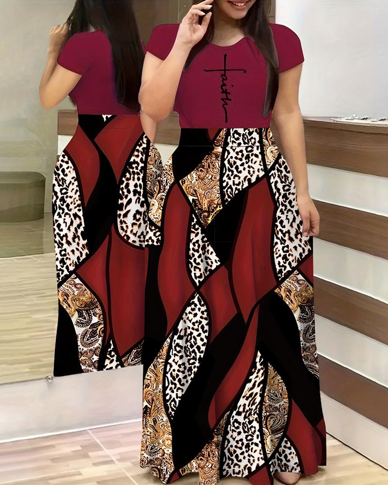 

Plus Size Faith Baroque Leopard Print Maxi Dress, Red