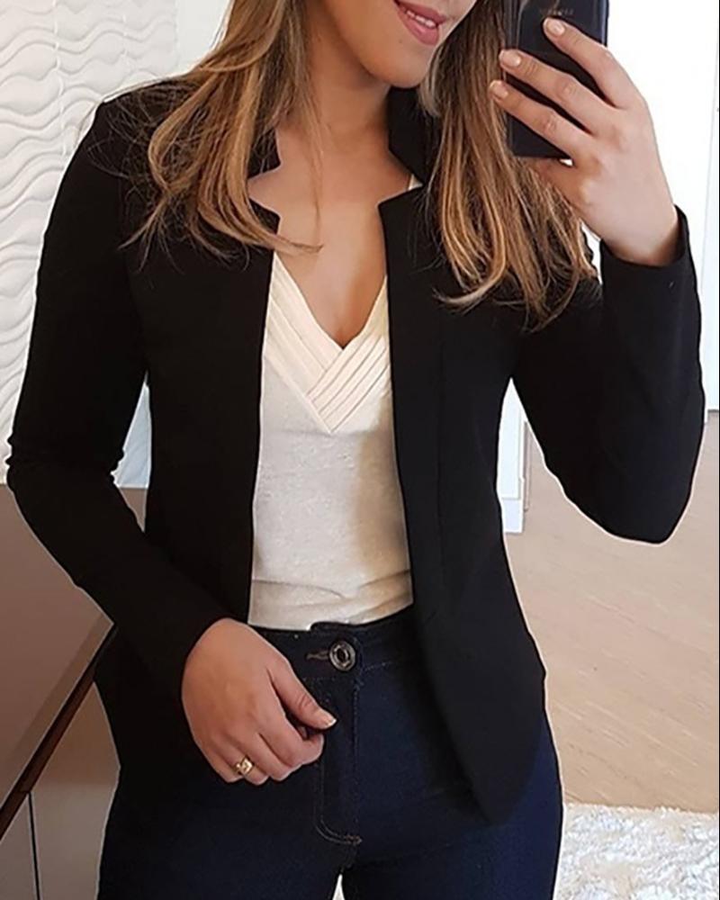 

Cutout Design Long Sleeve Blazer Coat, Black