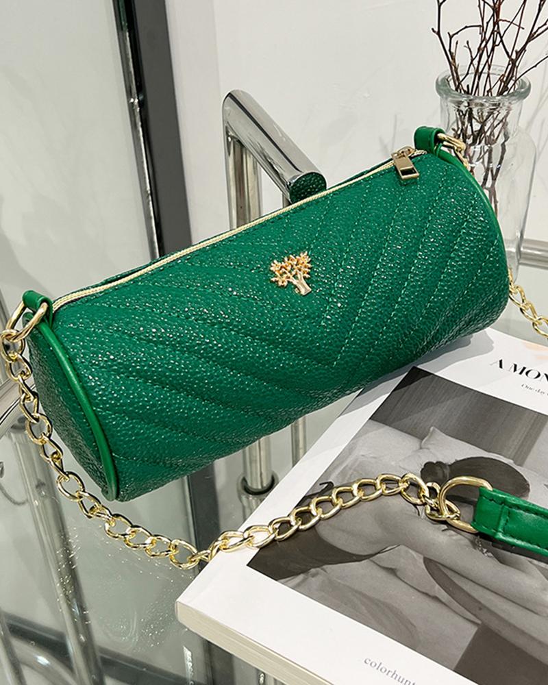 

Chevron Zipper Design Crossbody Bag, Green