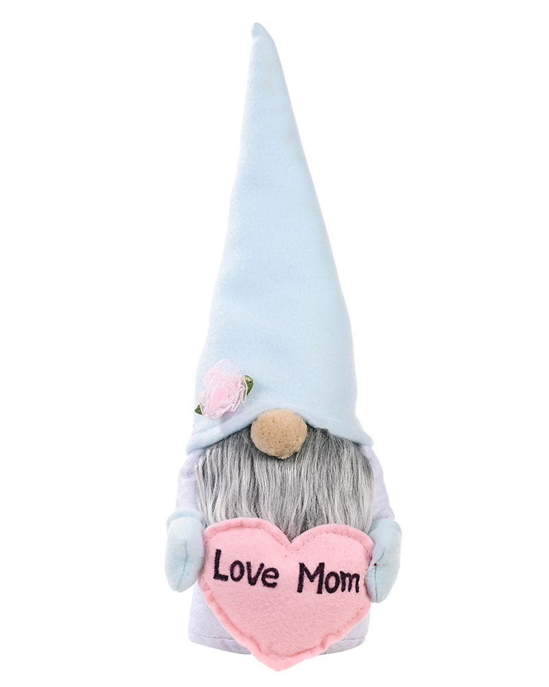

Mother's Day Gnome Decorations Heart Flower Gnomes Doll Ornaments, Light blue