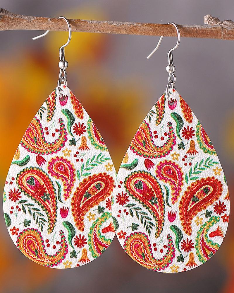 

1Pair Vintage Paisley Hook Earrings, Multicolor