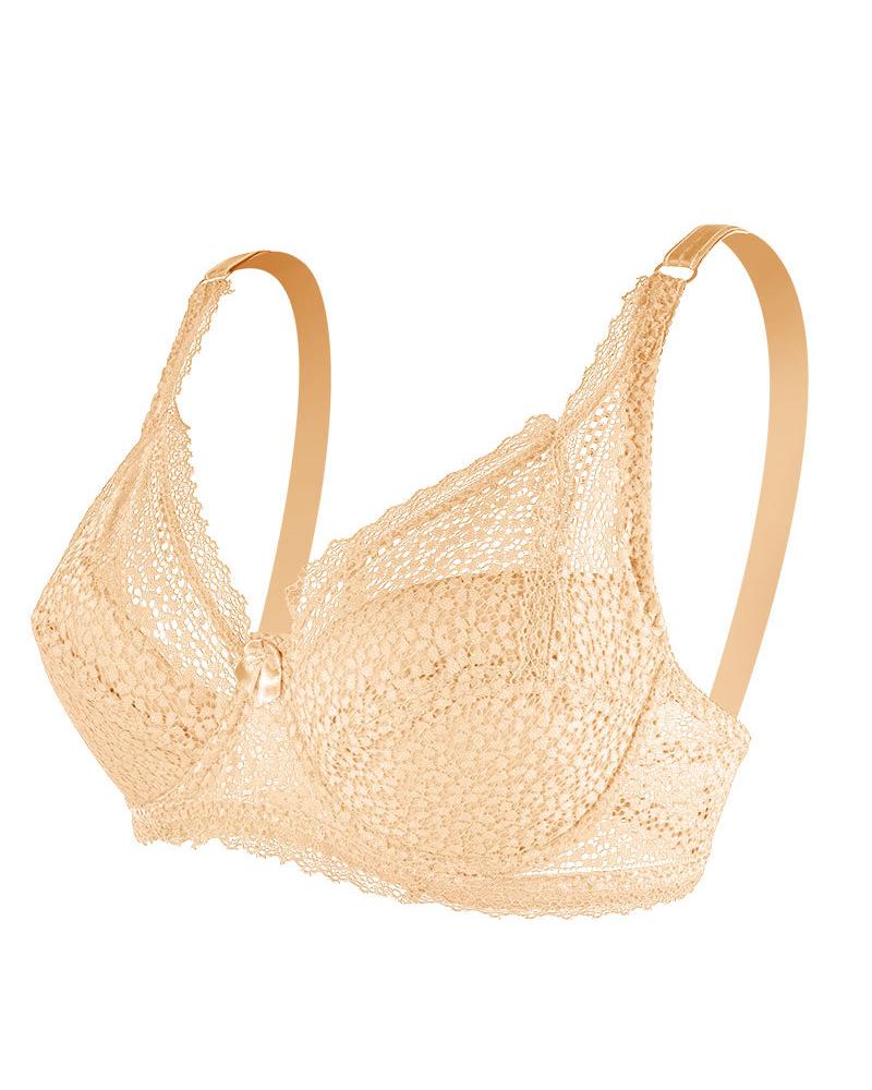 

Bow Decor Lace Push Up Bralette, Yellow