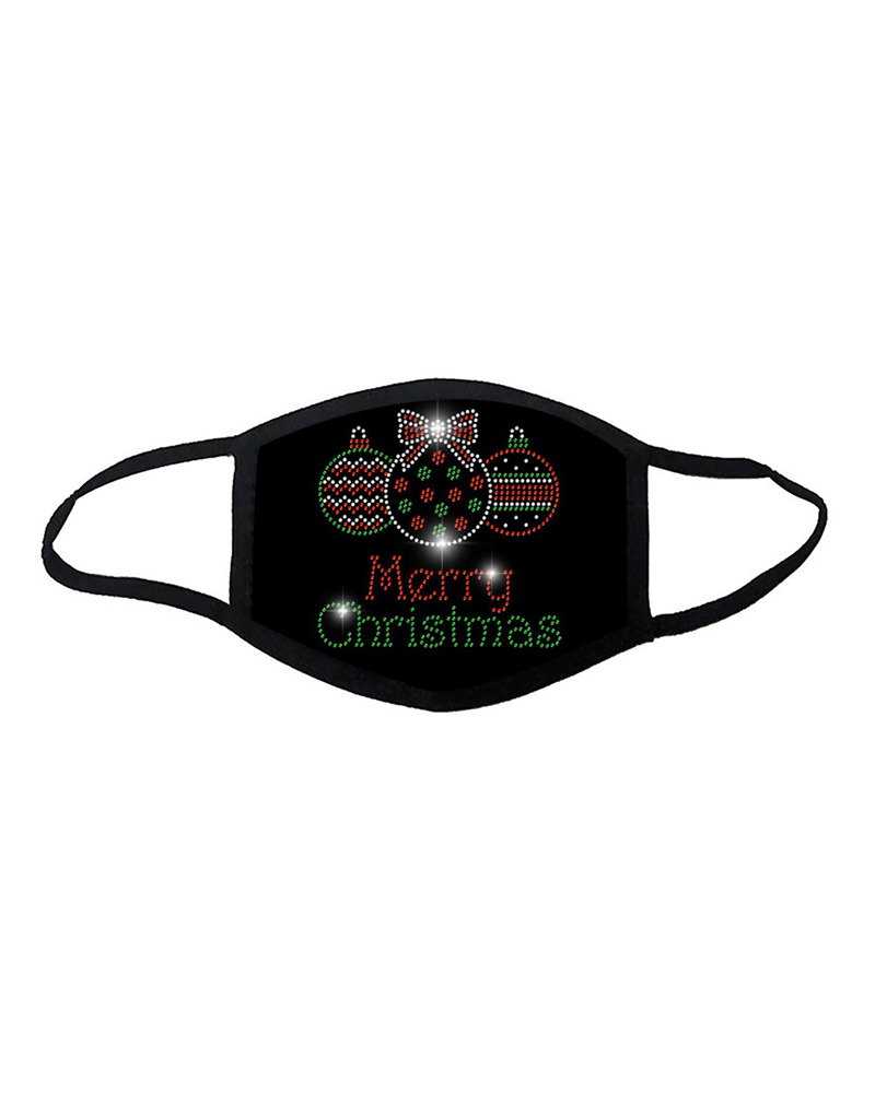

Christmas Letter Pattern Studded Breathable Face Mask, Style5