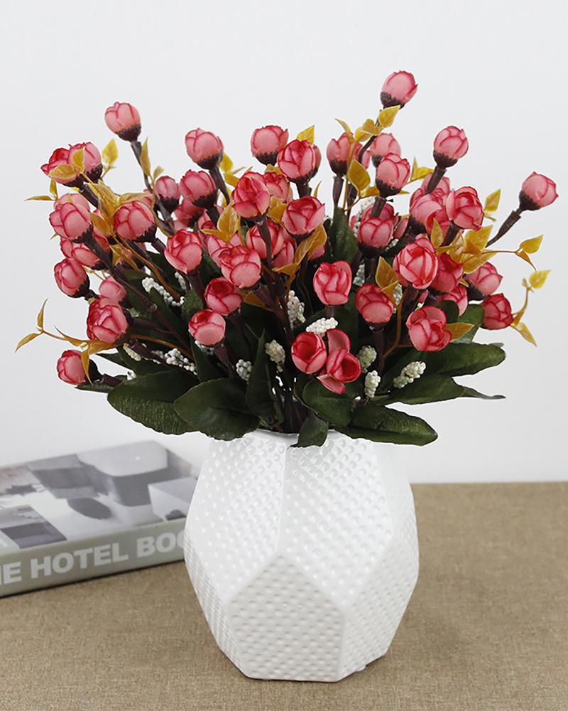 

7 Branch 21 Heads Artificial Flowers Bouquet Mini Rose, Red
