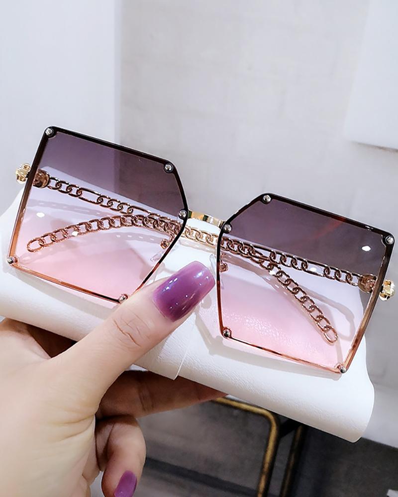 1Pair Studded Irregular Metal Frame Tinted Lens Sunglasses