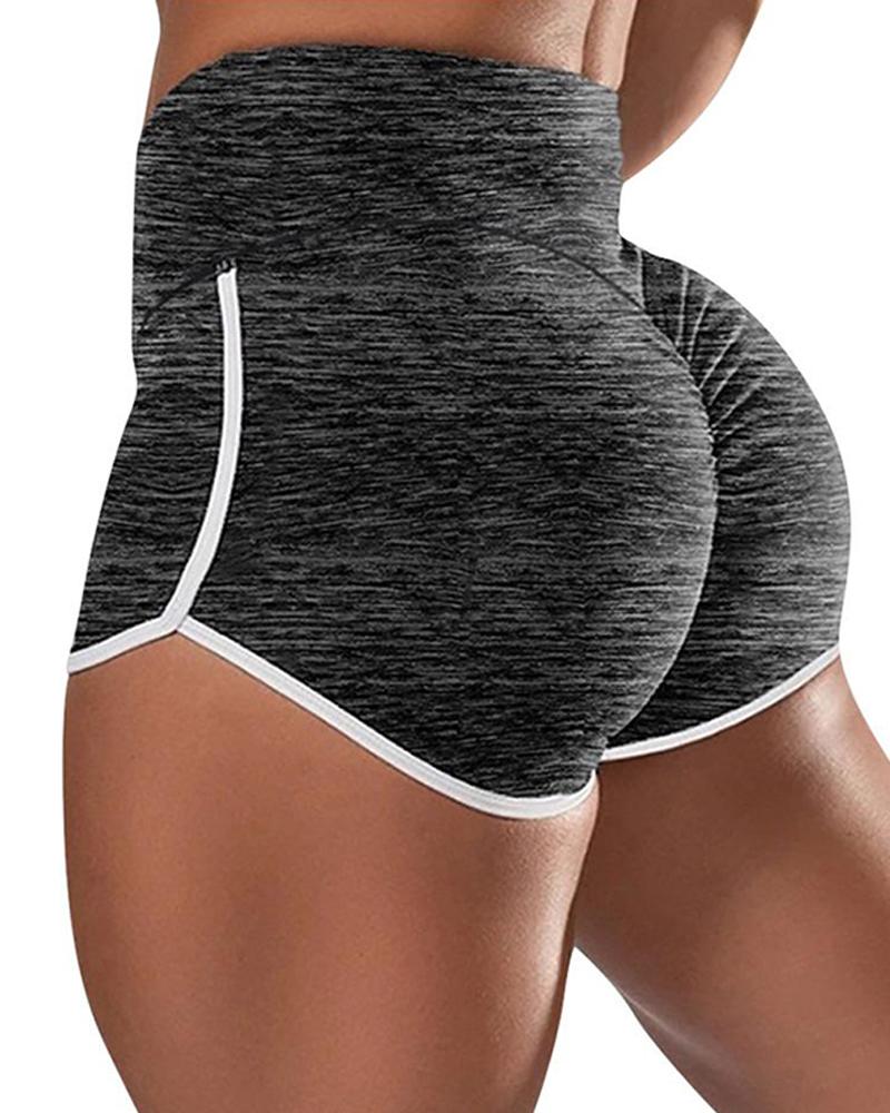 

High Waist Colorblock Sporty Shorts Active Workout Gym Shorts, Black