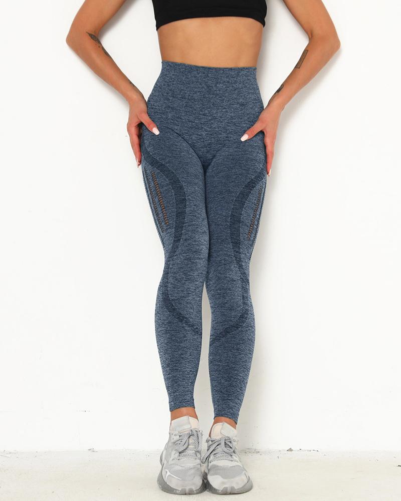 

Butt Lifting Cutout High Waist Yoga Pants, Blue