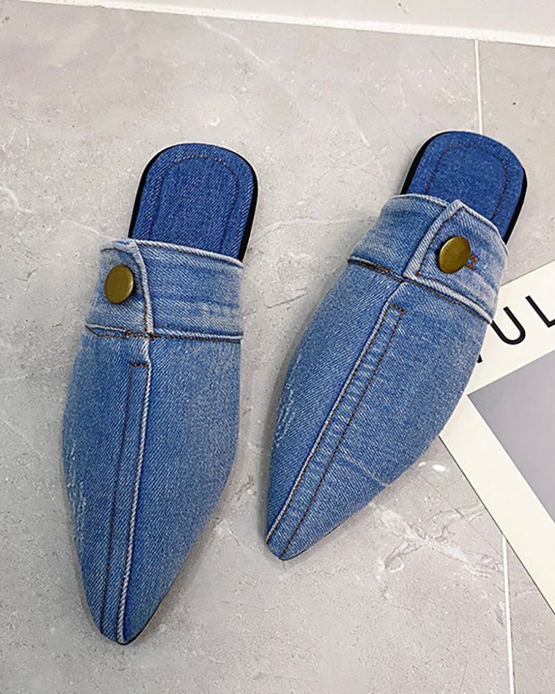 

Denim Point Toe Outdoor Slippers, Blue