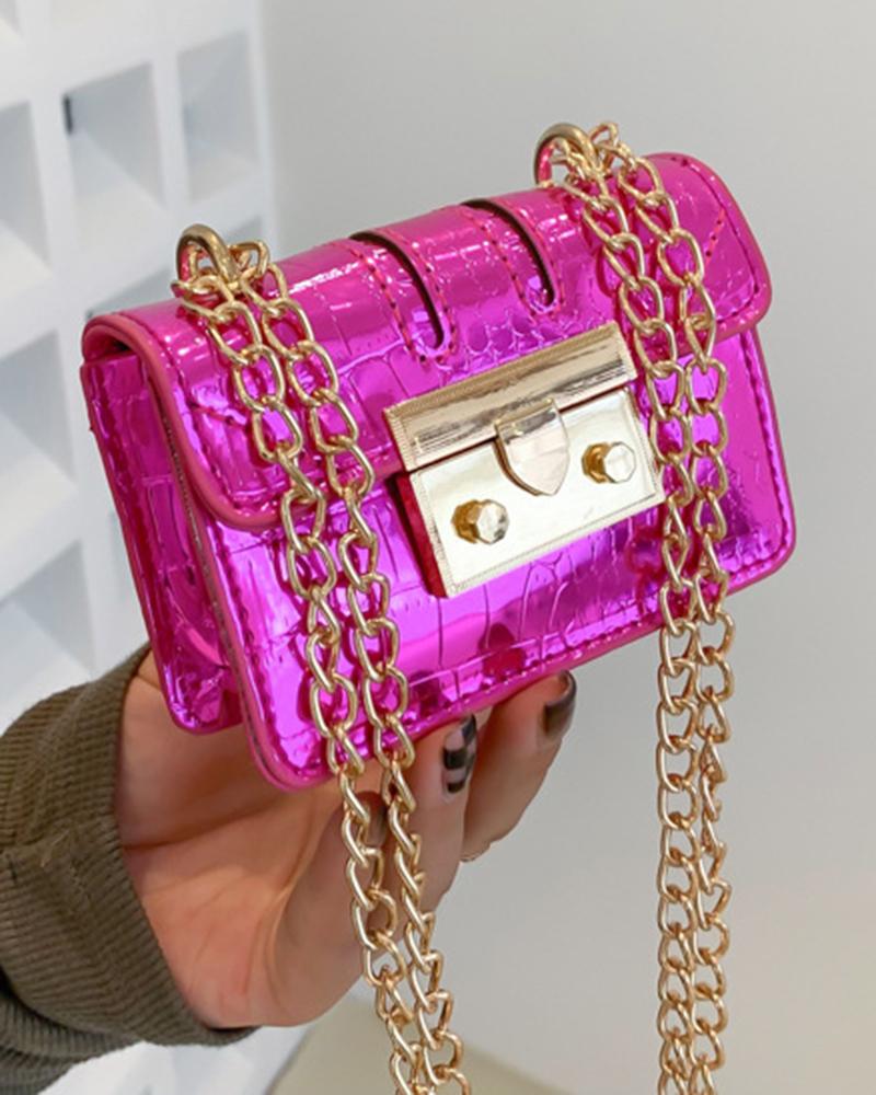 

Chain Strap Mini Square Crossbody Bag, Pink