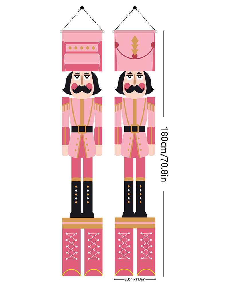 

2pcs Christmas Nutcrackers Hanging Banners Outside Door Porch Sign Decorations Set, Style2